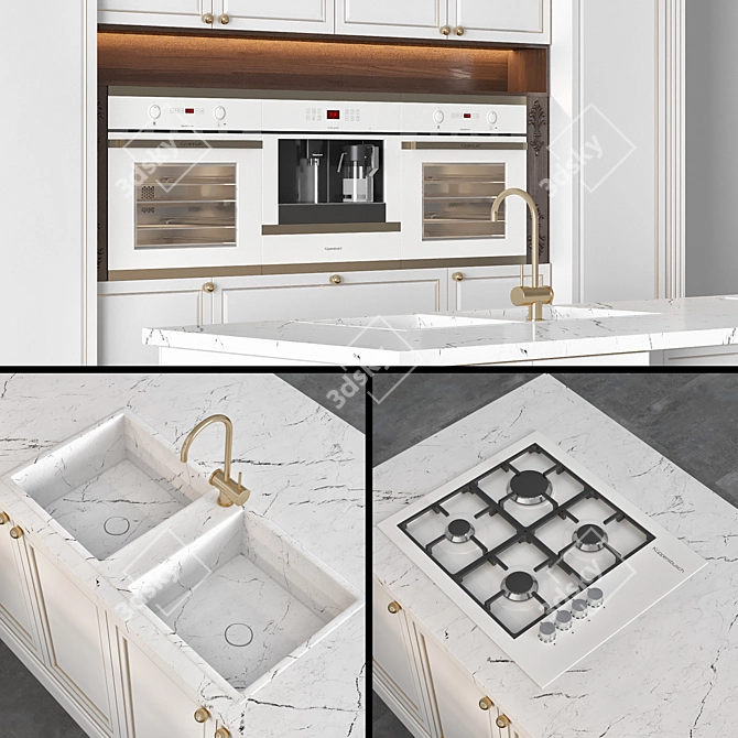 Modern Kitchen Set: V-Ray & Corona, OBJ, Real Scale 3D model image 4