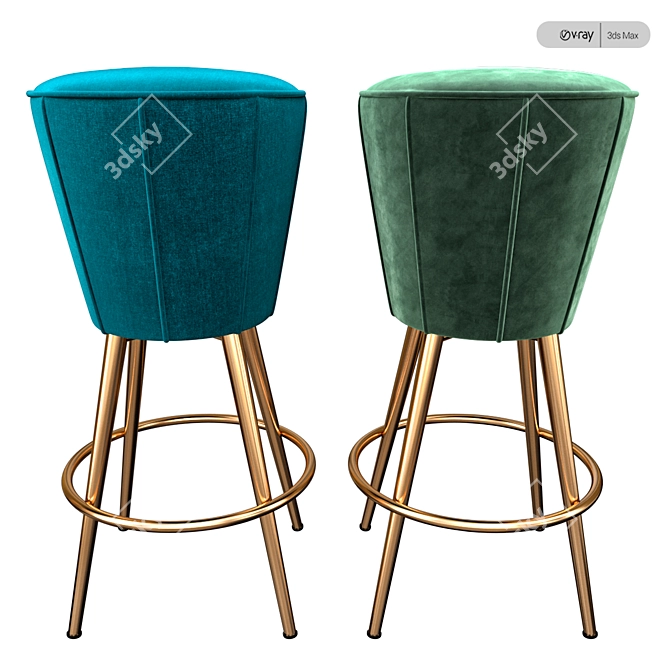 Sleek and Stylish Bar Stool 3D model image 2