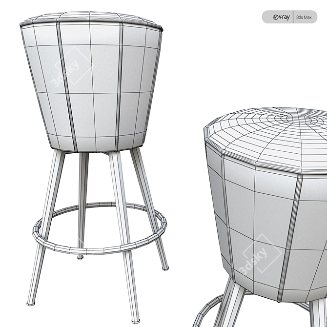 Sleek and Stylish Bar Stool 3D model image 3