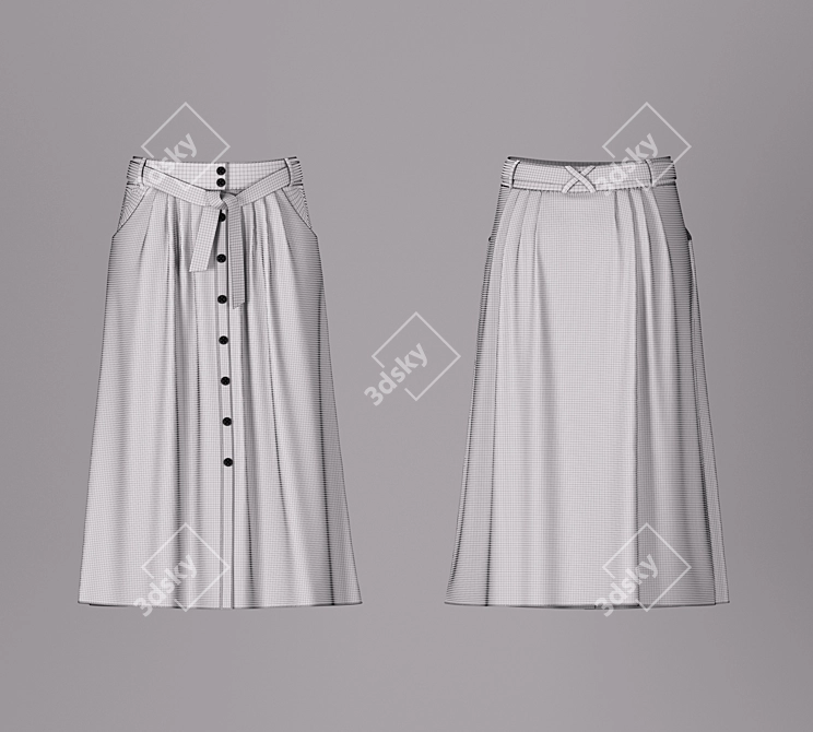 Elegant Pleated Women's Skirt 3D model image 2