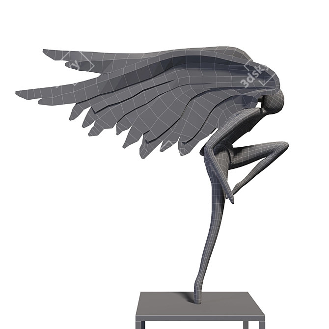 Bronze Angel of Freedom Sculpture 3D model image 3