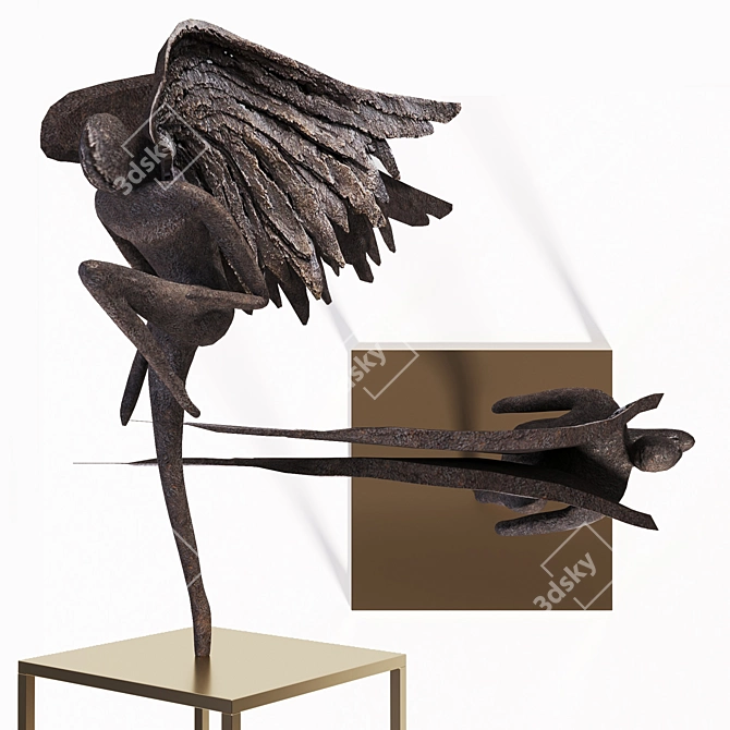 Bronze Angel of Freedom Sculpture 3D model image 4