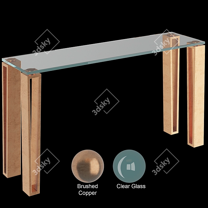 Cristal CII015: Brushed Copper Console 3D model image 4