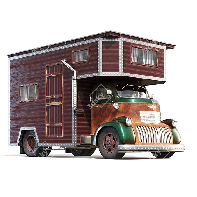 Chevrolet Coe Camper: Hippie-Inspired House Truck 3D model image 1