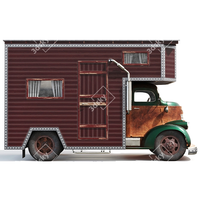 Chevrolet Coe Camper: Hippie-Inspired House Truck 3D model image 3