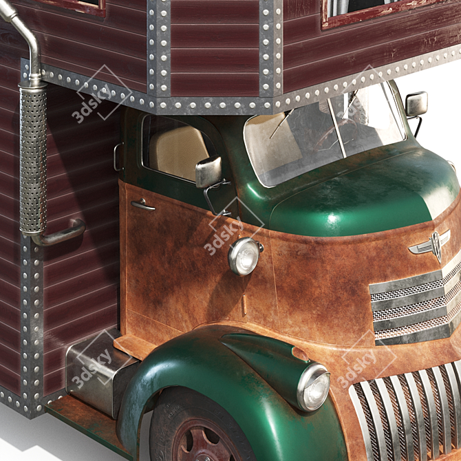 Chevrolet Coe Camper: Hippie-Inspired House Truck 3D model image 4