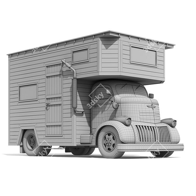Chevrolet Coe Camper: Hippie-Inspired House Truck 3D model image 5