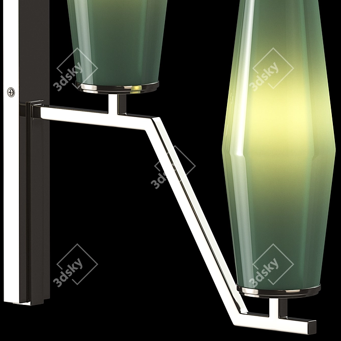 Polished Nickel Green Glass Wall Lamp 3D model image 3