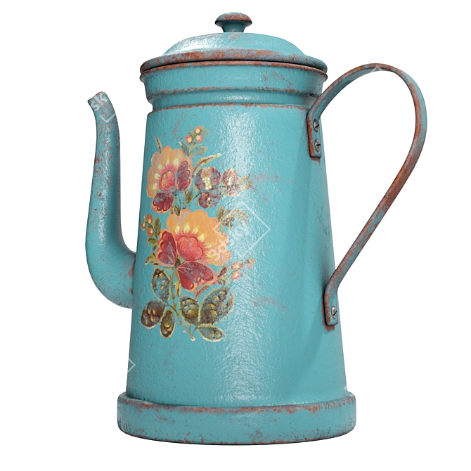 Vintage Grunge Coffee Pot 3D model image 3