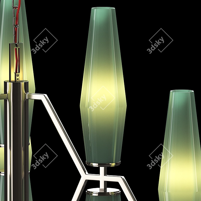 Elegant Green Blown Glass Chandelier 3D model image 4