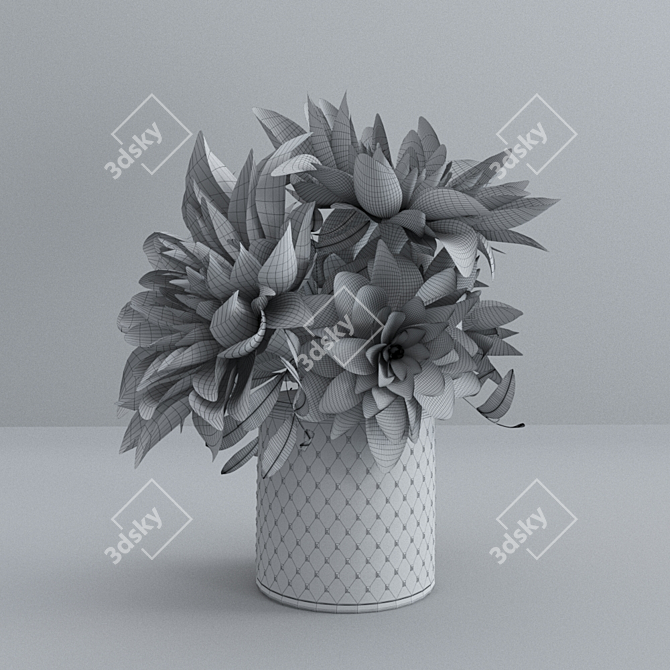 Vibrant Dahlias in a Vase 3D model image 3