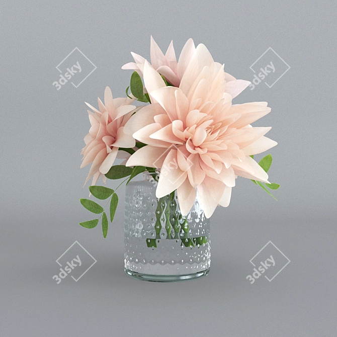 Vibrant Dahlias in a Vase 3D model image 4