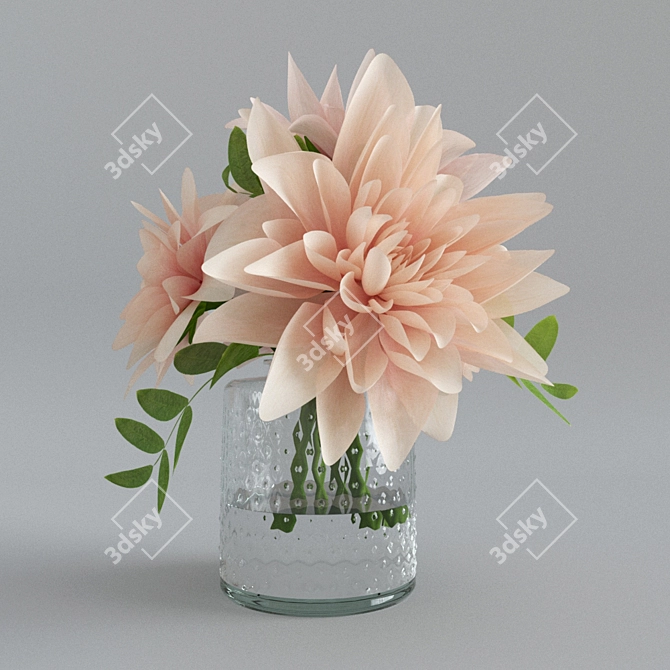 Vibrant Dahlias in a Vase 3D model image 7