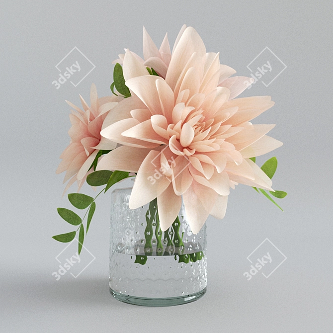 Vibrant Dahlias in a Vase 3D model image 9