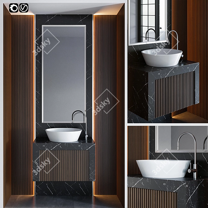 Modern Bathroom Furniture Set 3D model image 1