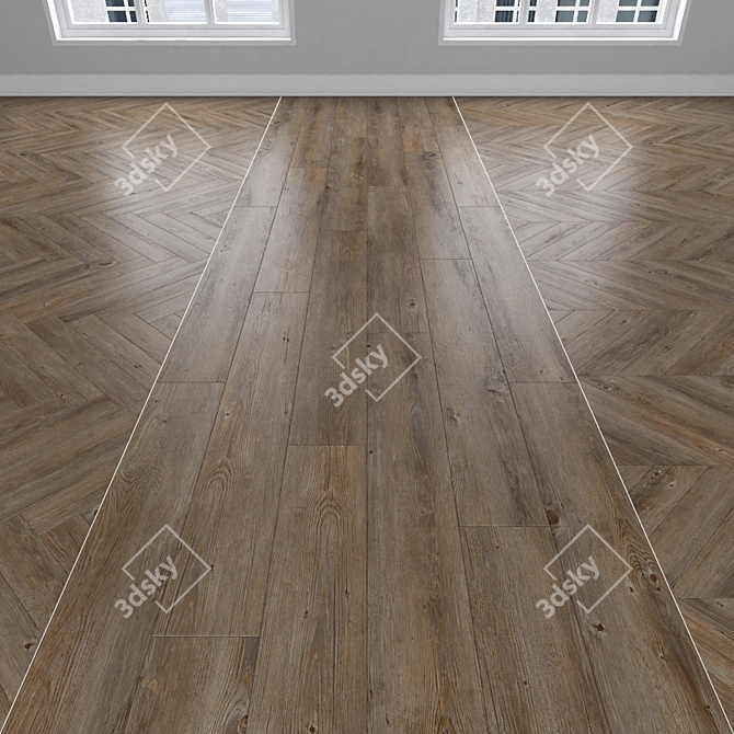 Parquet Oak Collection - Herringbone, Linear & Chevron Styles  Elegant and Versatile Flooring 3D model image 1