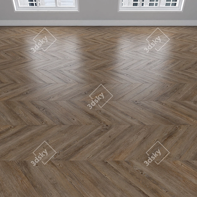 Parquet Oak Collection - Herringbone, Linear & Chevron Styles  Elegant and Versatile Flooring 3D model image 4