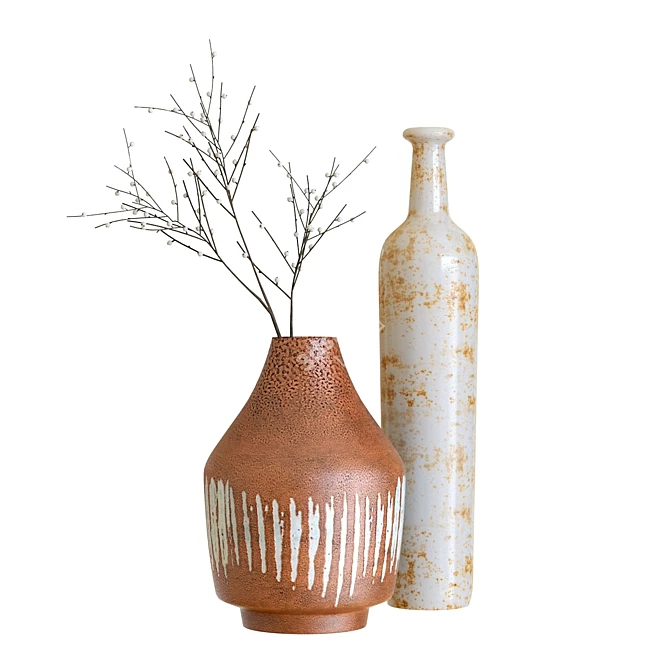 Modern Ceramic Vases: Euclid & Scoville 3D model image 1