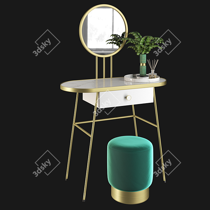Elegant "For Miss" Dressing Table 3D model image 1