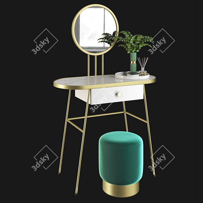 Elegant "For Miss" Dressing Table 3D model image 4