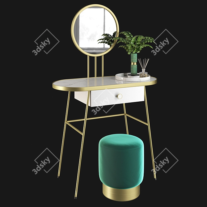 Elegant "For Miss" Dressing Table 3D model image 5