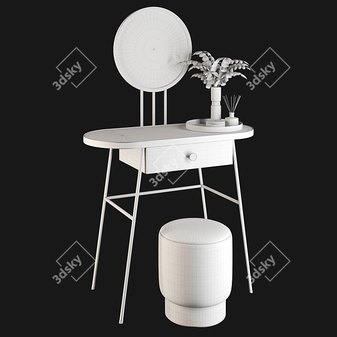 Elegant "For Miss" Dressing Table 3D model image 6