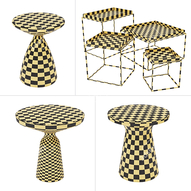 Multicolored Tray Tables Set - Vol.03 3D model image 4