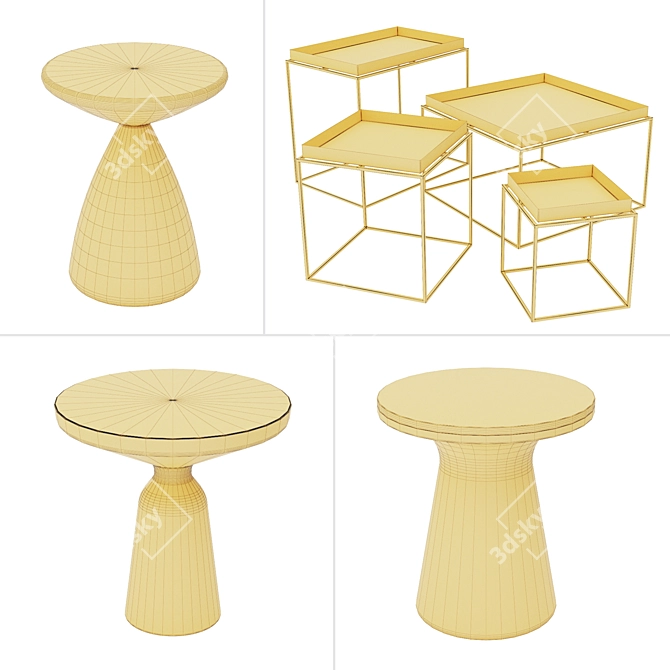 Multicolored Tray Tables Set - Vol.03 3D model image 5