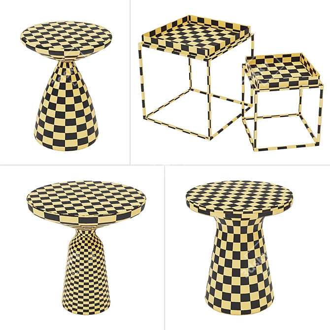 Multicolored Tray Tables Set - Vol.03 3D model image 7