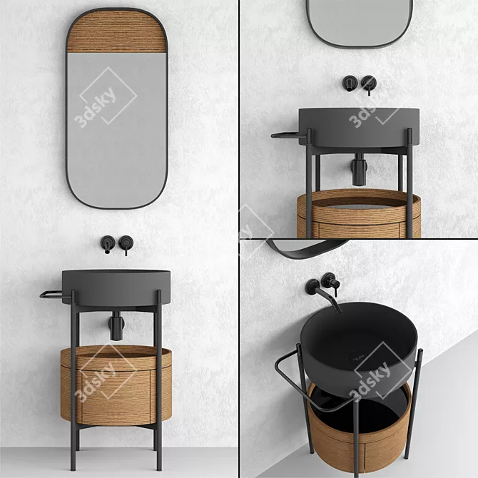 Sleek Mirrored Bathroom Cabinet | 009 3D model image 1