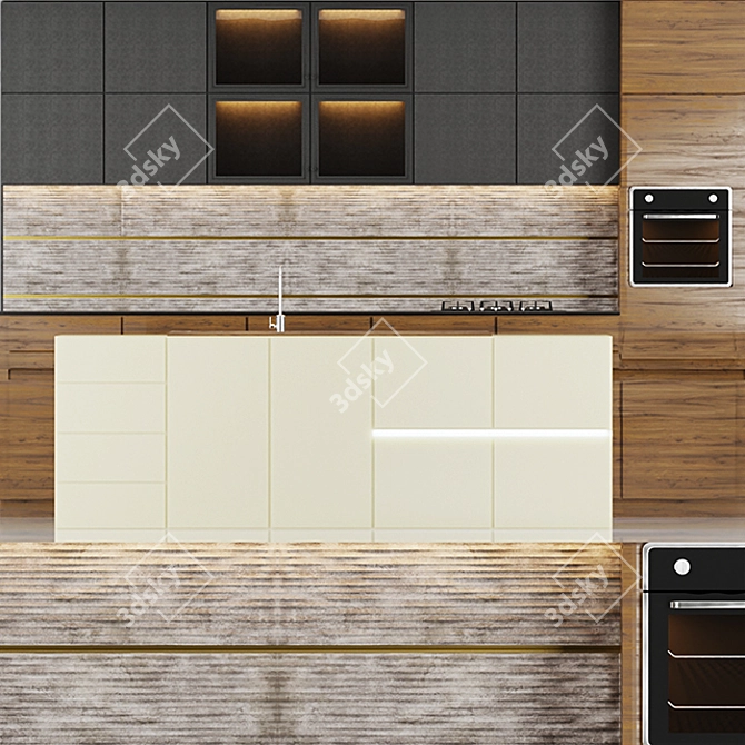 Sleek 3D Kitchen Design 3D model image 1