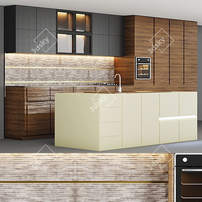 Sleek 3D Kitchen Design 3D model image 4