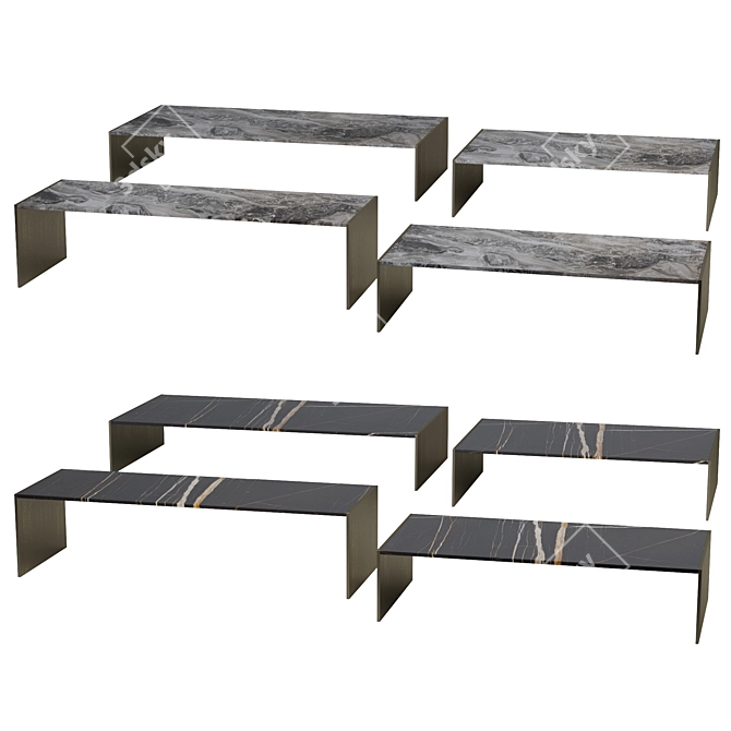 Sleek Modern Marble Coffee Table 3D model image 1