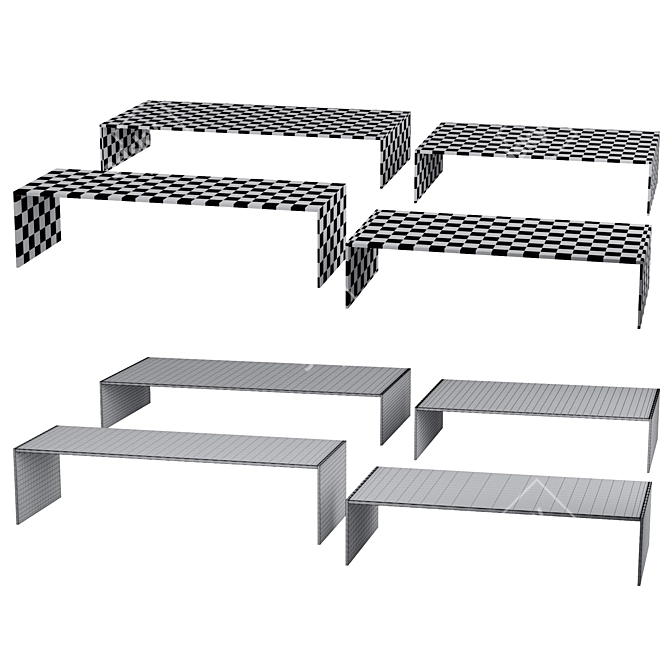 Sleek Modern Marble Coffee Table 3D model image 2