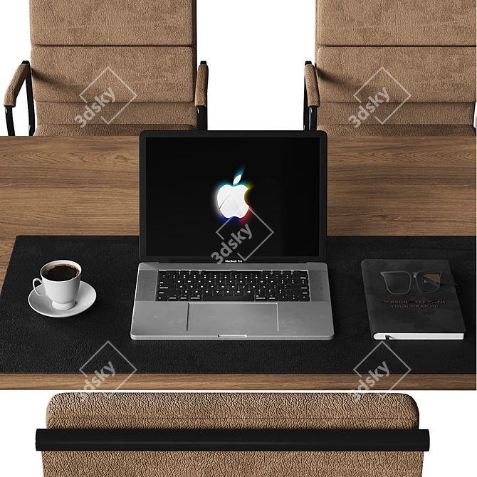 Sleek Management Desk 2015 3D model image 4