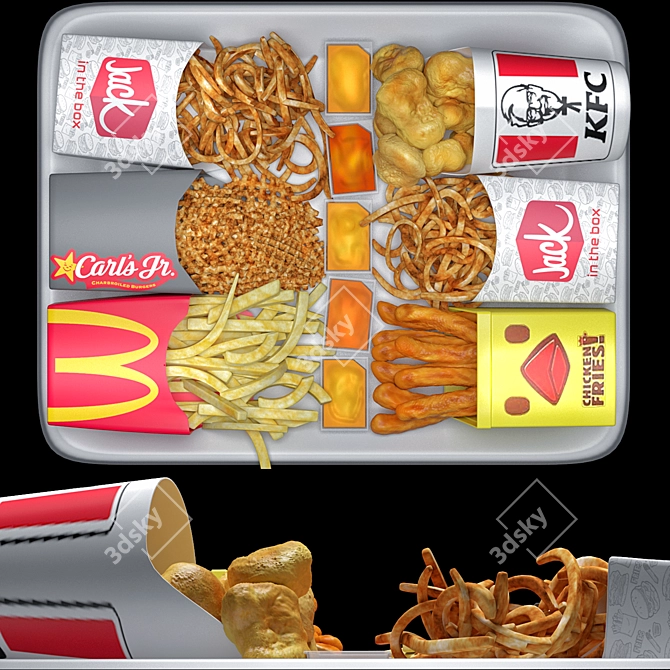  Crispy Snack Delight: Fastfood Fries Set 3D model image 1
