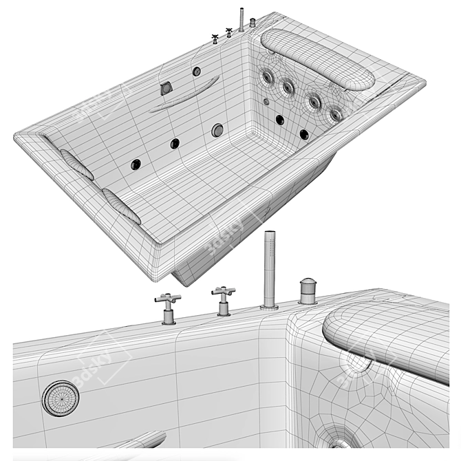 Luxury Hydrotherapy Bathtub 3D model image 8