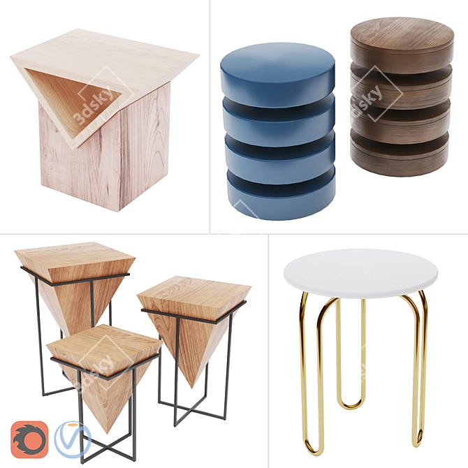 Modern Side Tables Set - Vol.04 3D model image 1