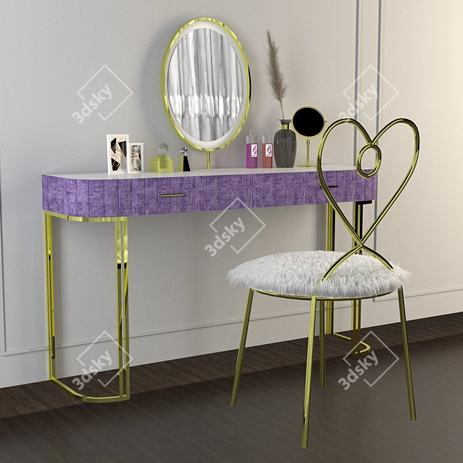 Elegant Vanity Set: Dressing Table, 2015 Design 3D model image 1