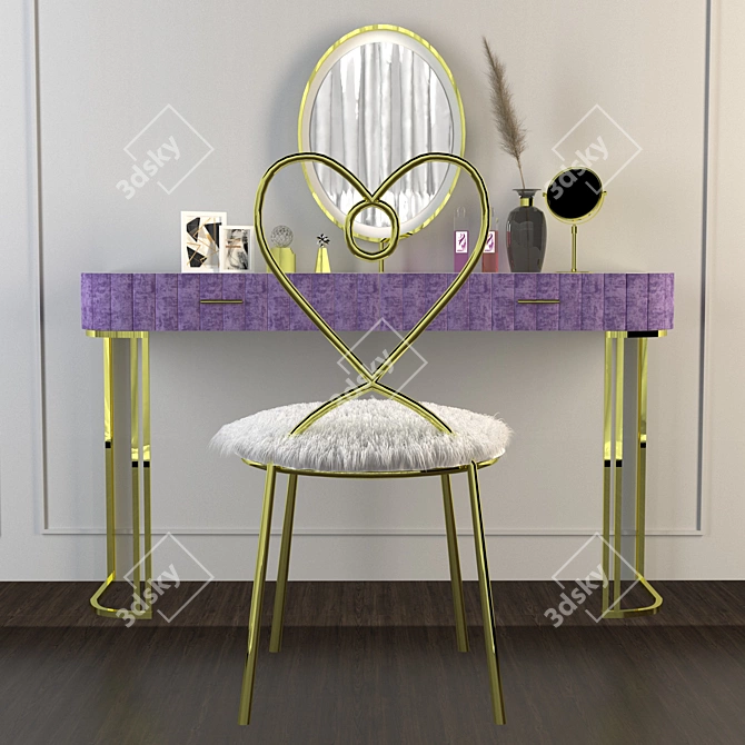 Elegant Vanity Set: Dressing Table, 2015 Design 3D model image 2