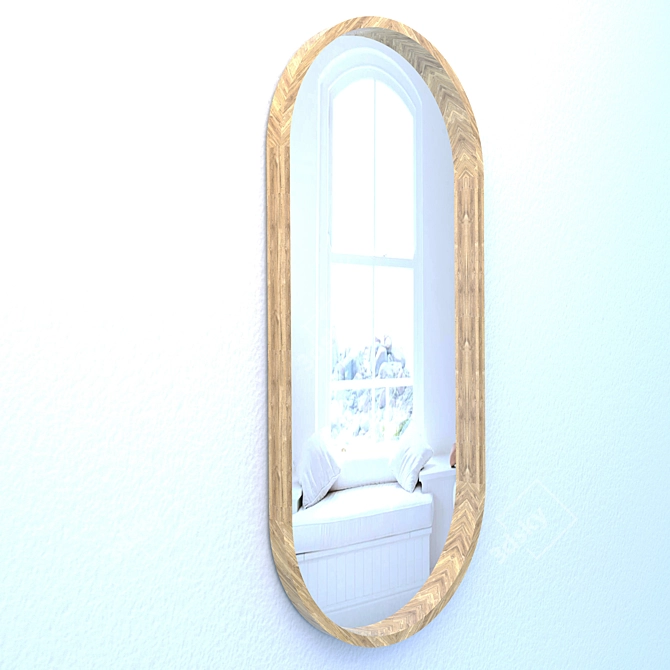 Elegant Ash Capsule Oval Mirror 3D model image 3