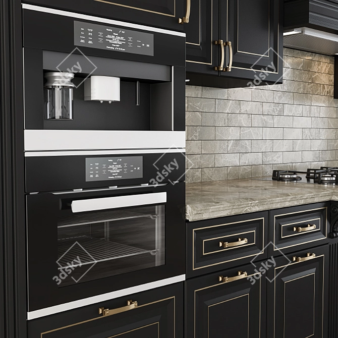 Ultimate Black Kitchen Set 3D model image 3