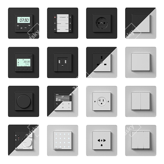 Gira Esprit Glass & Esprit Glass C Set: Switches, Sockets, Electronics 3D model image 3