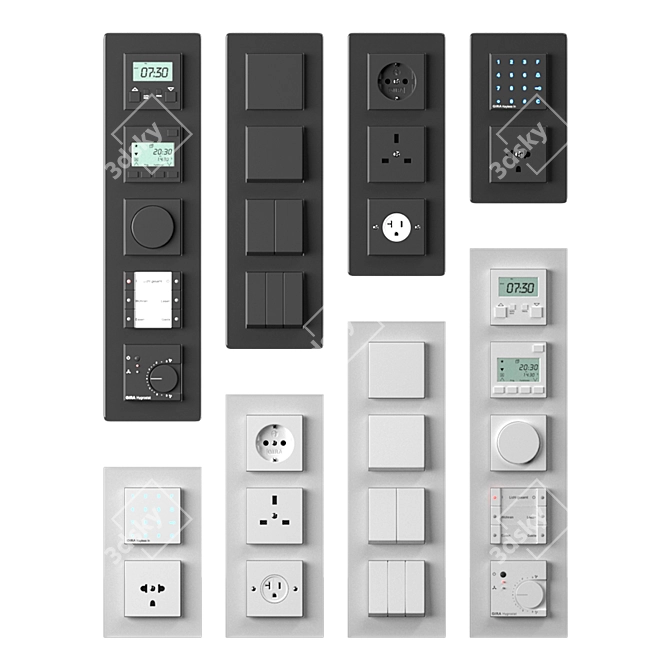 Gira Esprit Glass & Esprit Glass C Set: Switches, Sockets, Electronics 3D model image 5