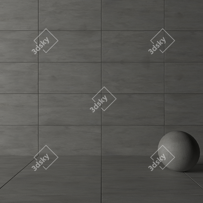 Luce Acciaio Concrete Wall Tiles: Sleek & Stylish 3D model image 3