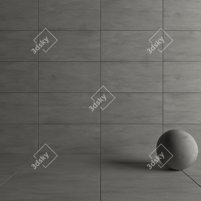 Luce Acciaio Concrete Wall Tiles: Sleek & Stylish 3D model image 4