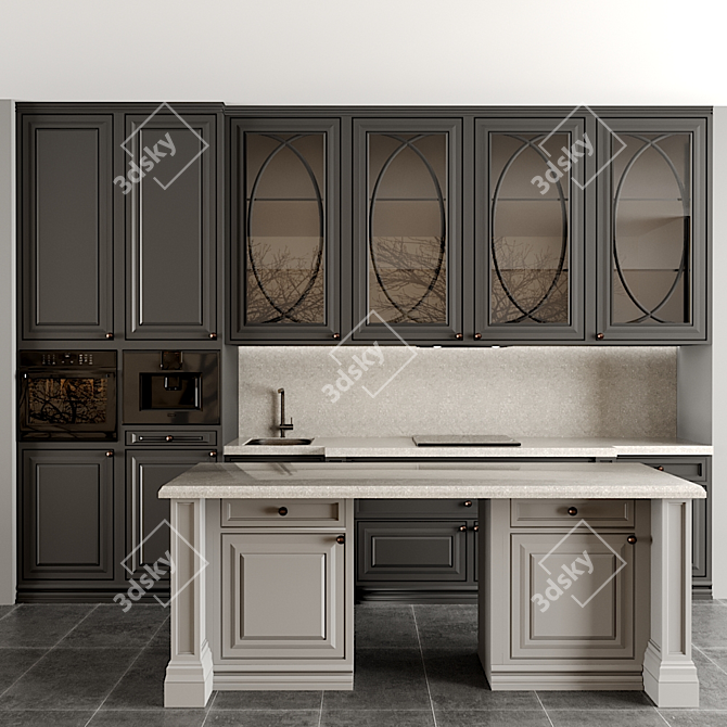 Versatile Modular Kitchen Design 3D model image 1