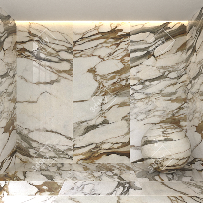 Elegant Calacatta Borghini Marble Tile 3D model image 1