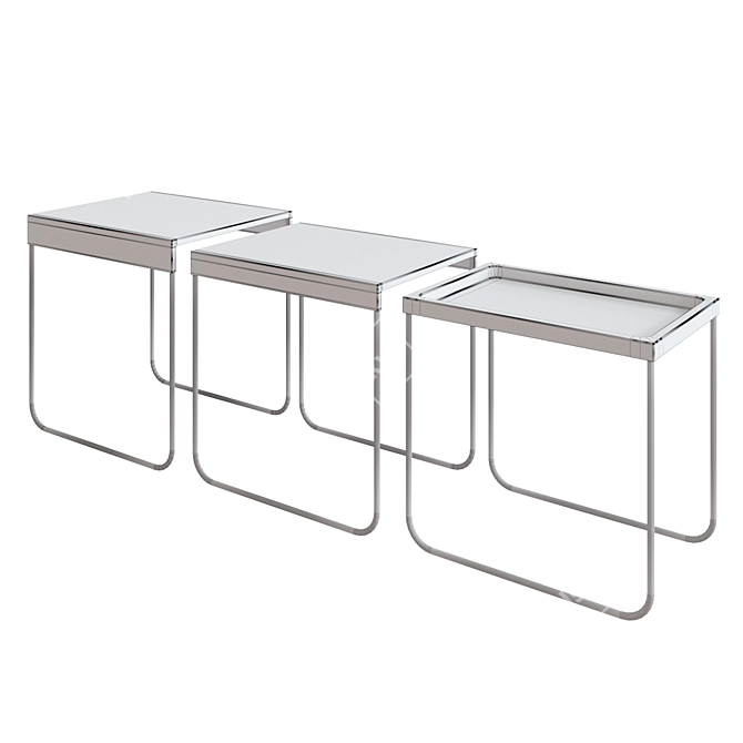 Versatile Stainless Steel Table Set 3D model image 4