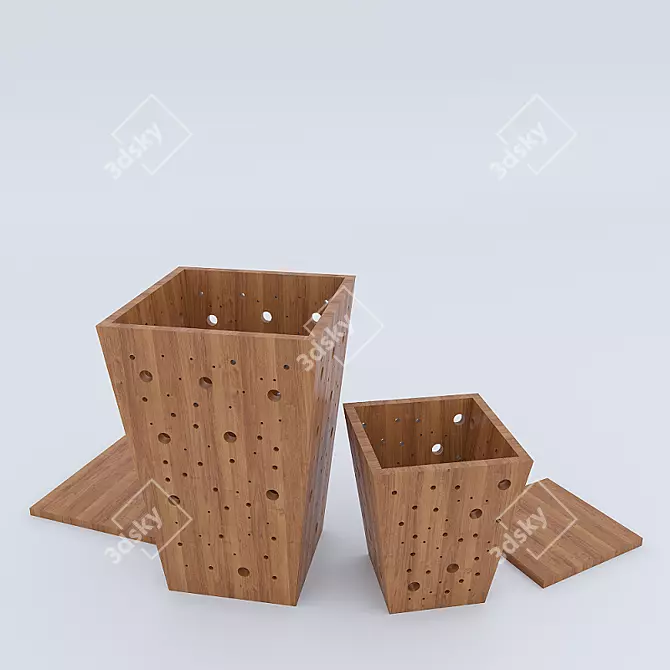 Bubble Collection Tika Wood Basket 3D model image 1